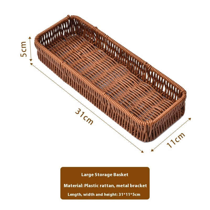 Rattan Desktop Storage Box Kitchen Drawer: Organize with Style