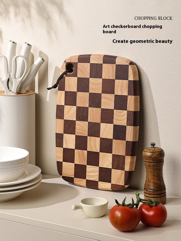 Elevate Your Culinary Experience with the Acacia Wood Chessboard Grid Cutting Board
