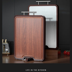 Elevate Your Kitchen Experience with Our Stainless Steel Ebony Double Sided Cutting Board