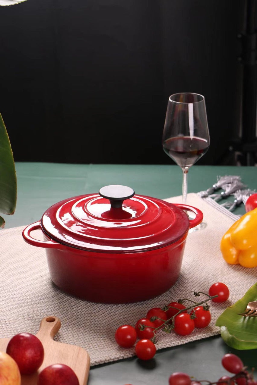 Enamel Cast Iron Hat Shaped Stock Pot Universal Stew Pot