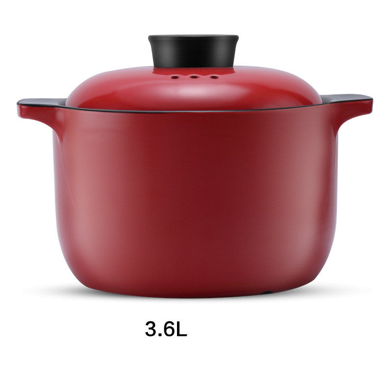China Red Ceramic Stock Pot High Temperature Casserole Cooking Pot