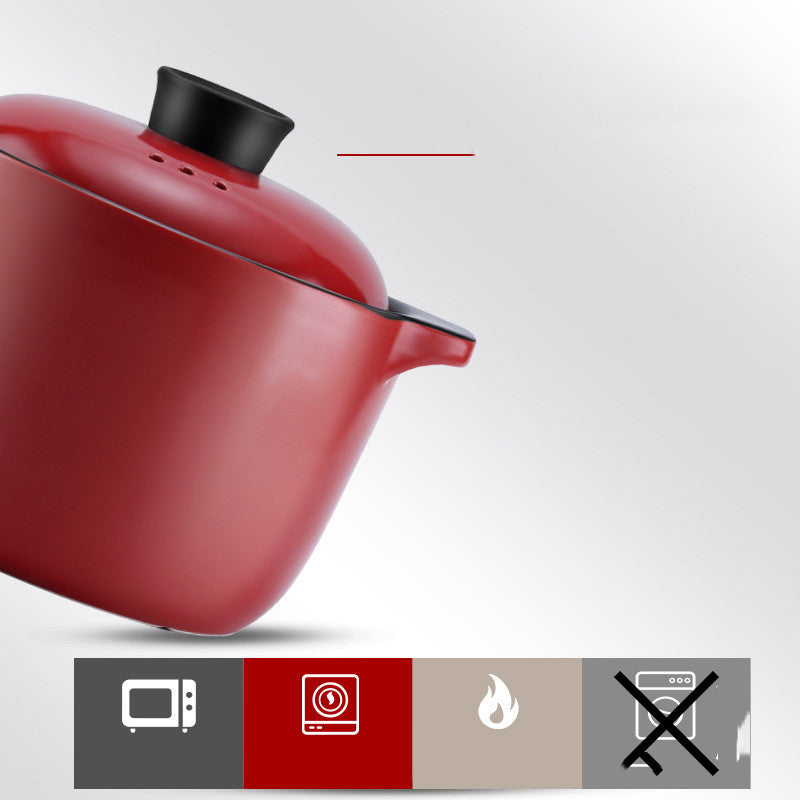 China Red Ceramic Stock Pot High Temperature Casserole Cooking Pot