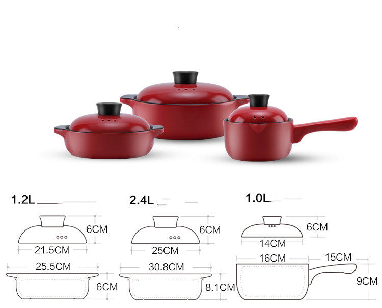 China Red Ceramic Stock Pot High Temperature Casserole Cooking Pot