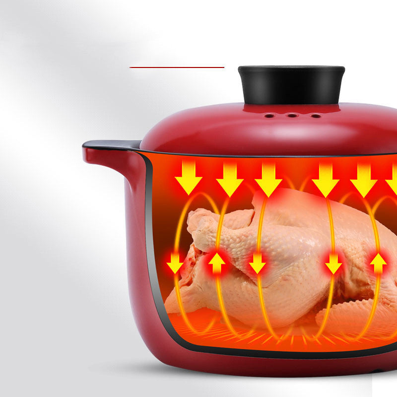 China Red Ceramic Stock Pot High Temperature Casserole Cooking Pot
