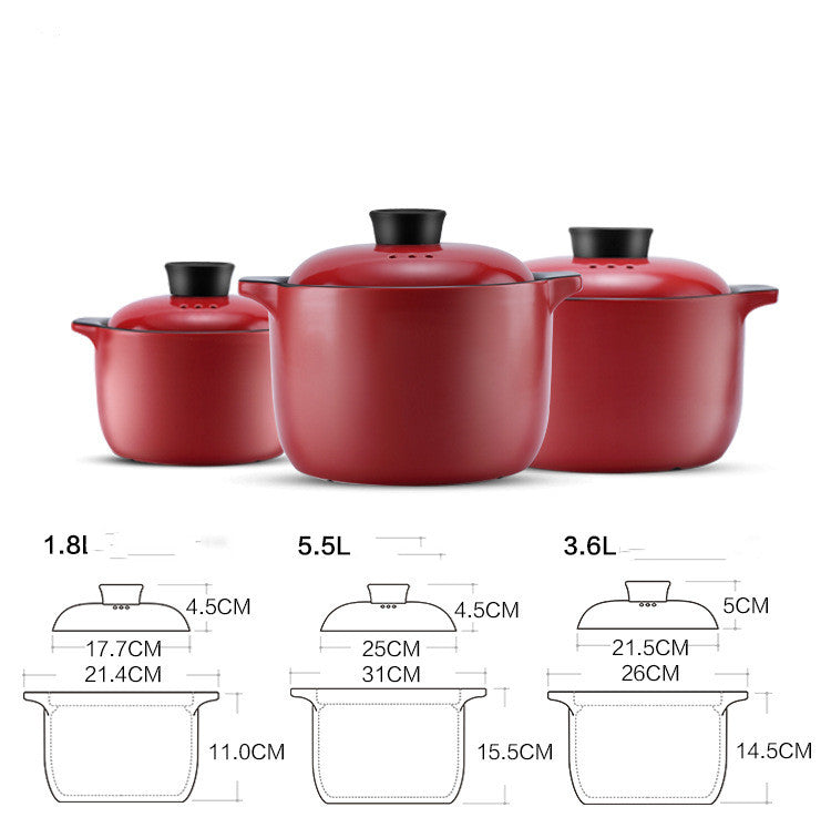 China Red Ceramic Stock Pot High Temperature Casserole Cooking Pot