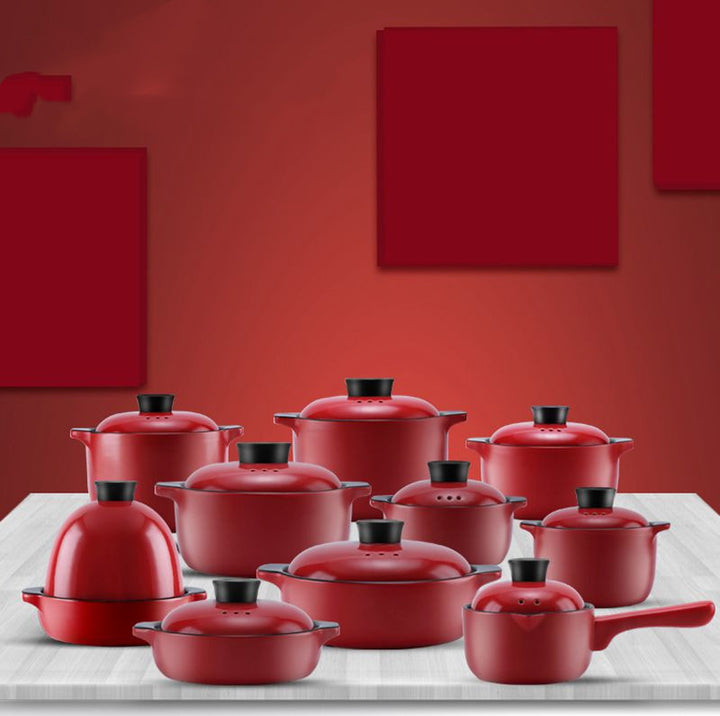 China Red Ceramic Stock Pot High Temperature Casserole Cooking Pot