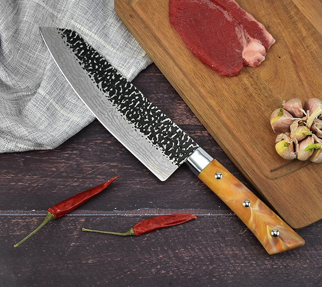 Stainless Steel Chef Knife Marbled Handle Meat Slicing Knife