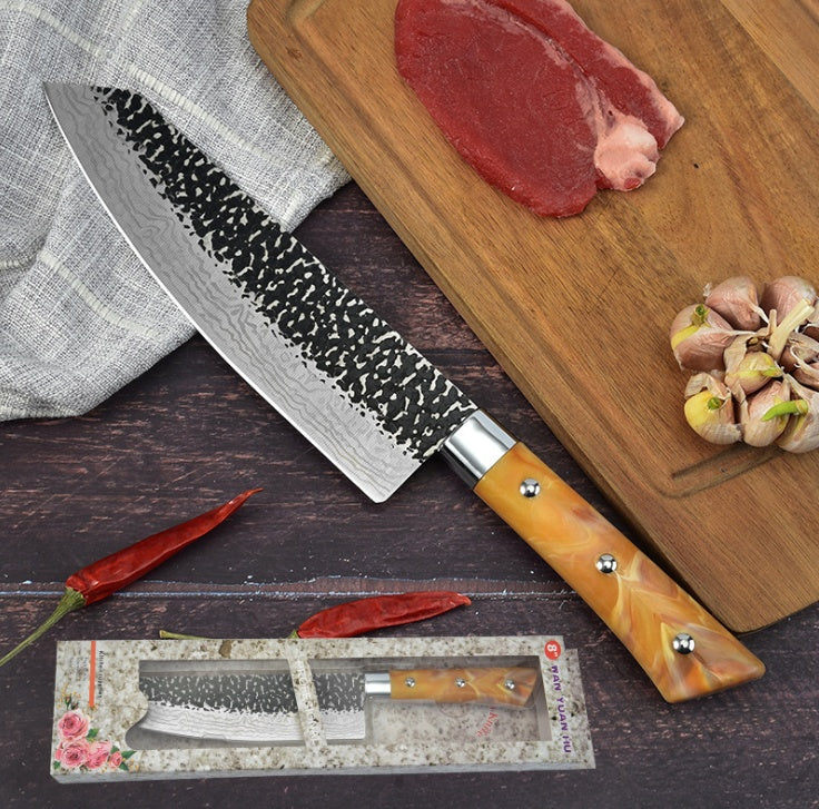 Stainless Steel Chef Knife Marbled Handle Meat Slicing Knife