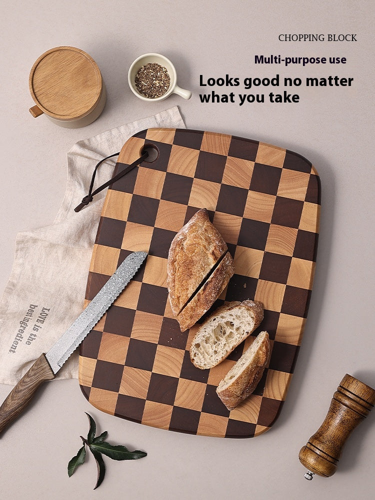 Acacia Wood Chessboard Grid Kitchen Cutting Board
