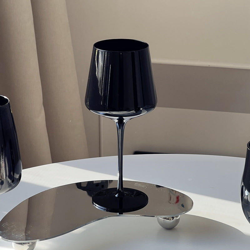 Black Porcelain Crystal Stemmed Glass Goblet
