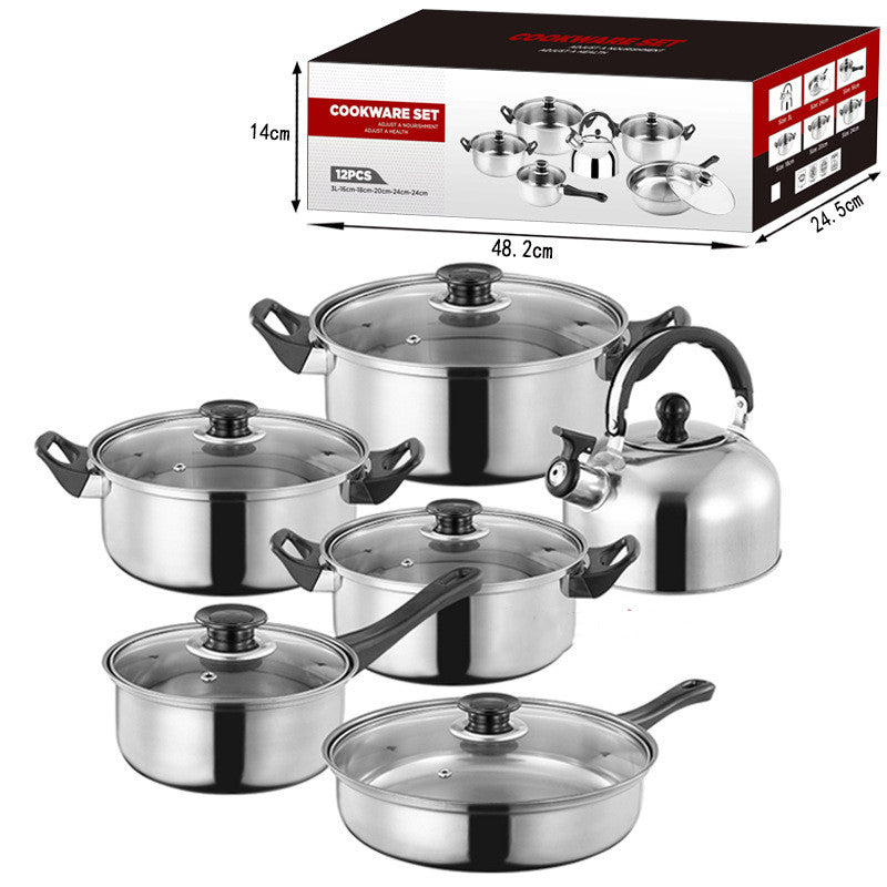 Stainless Steel Cookware Set Pot Frying Pan Kettle Set