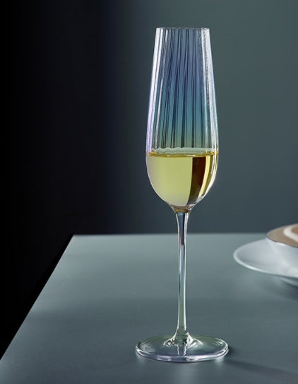 Rainbow Crystal Burgundy Stemmed Glass Goblet