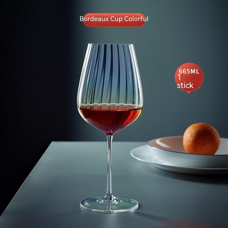 Rainbow Crystal Burgundy Stemmed Glass Goblet