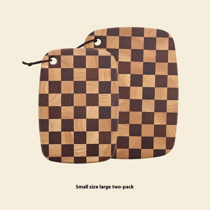 Acacia Wood Chessboard Grid Kitchen Cutting Board