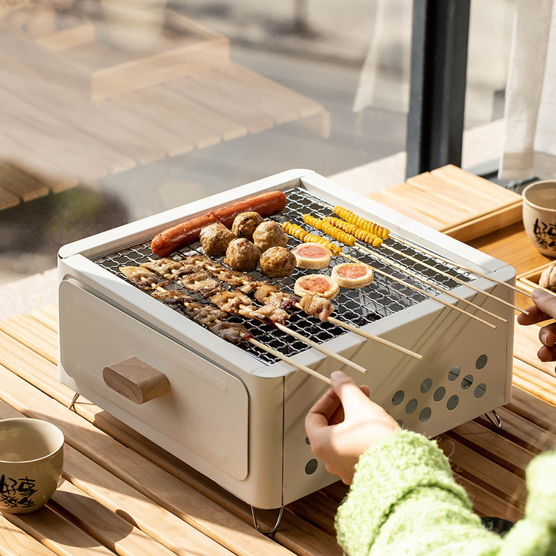 Outdoor Square Charcoal BBQ Grill Courtyard Oven