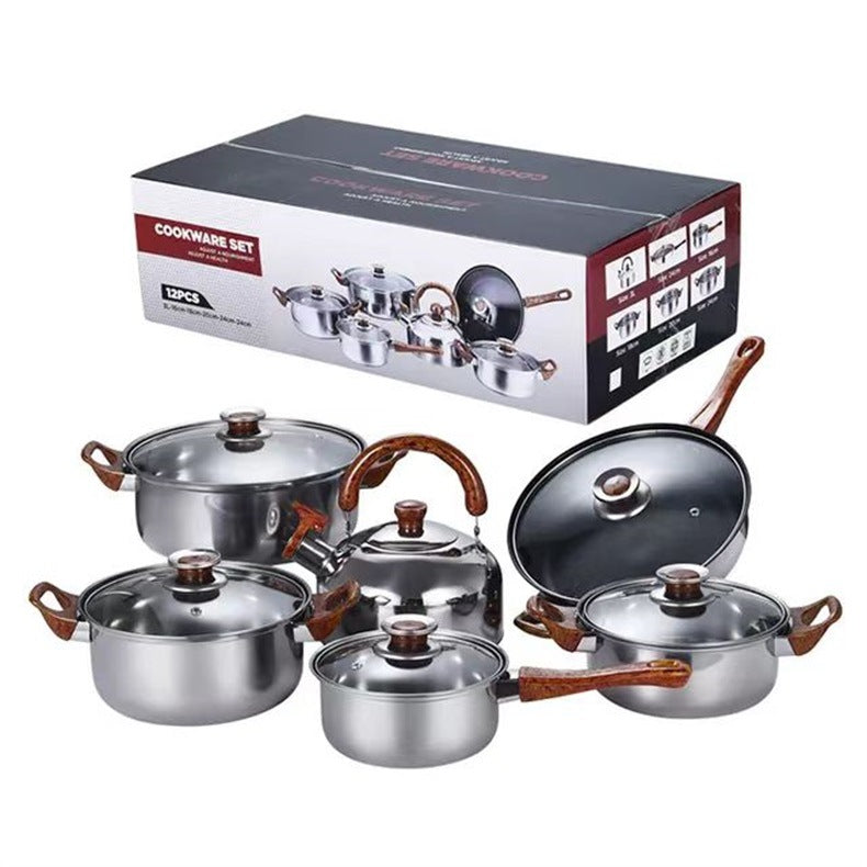 Stainless Steel Cookware Set Pot Frying Pan Kettle Set