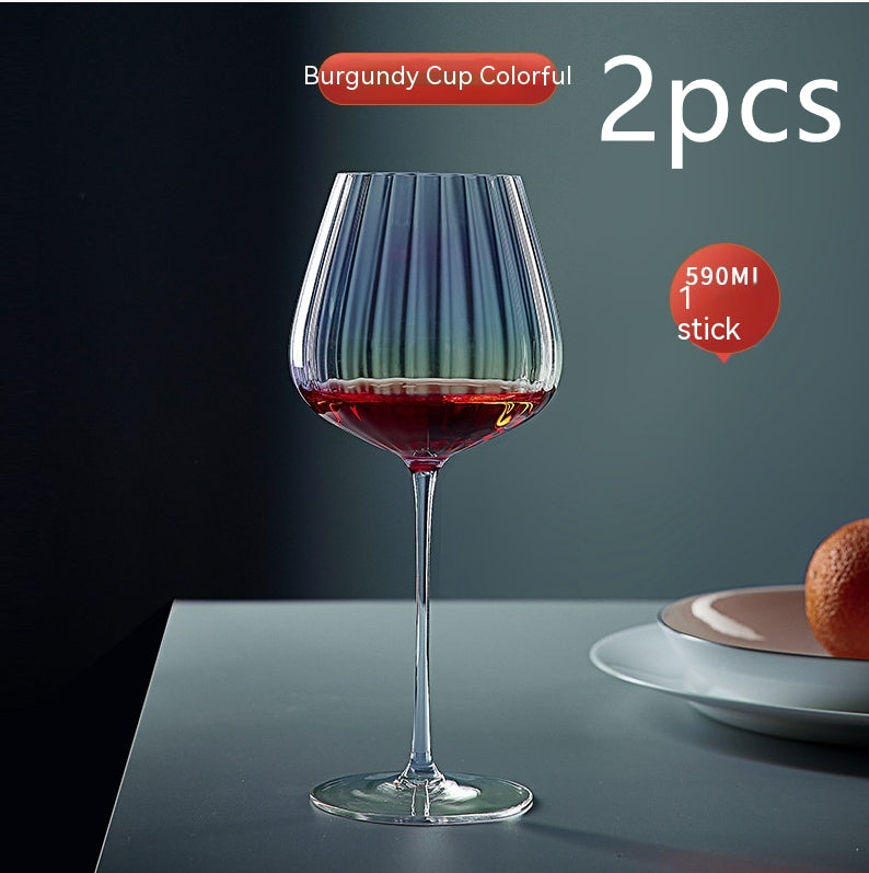 Rainbow Crystal Burgundy Stemmed Glass Goblet