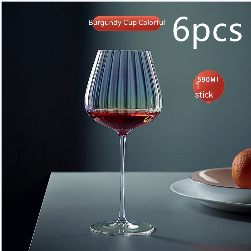 Rainbow Crystal Burgundy Stemmed Glass Goblet