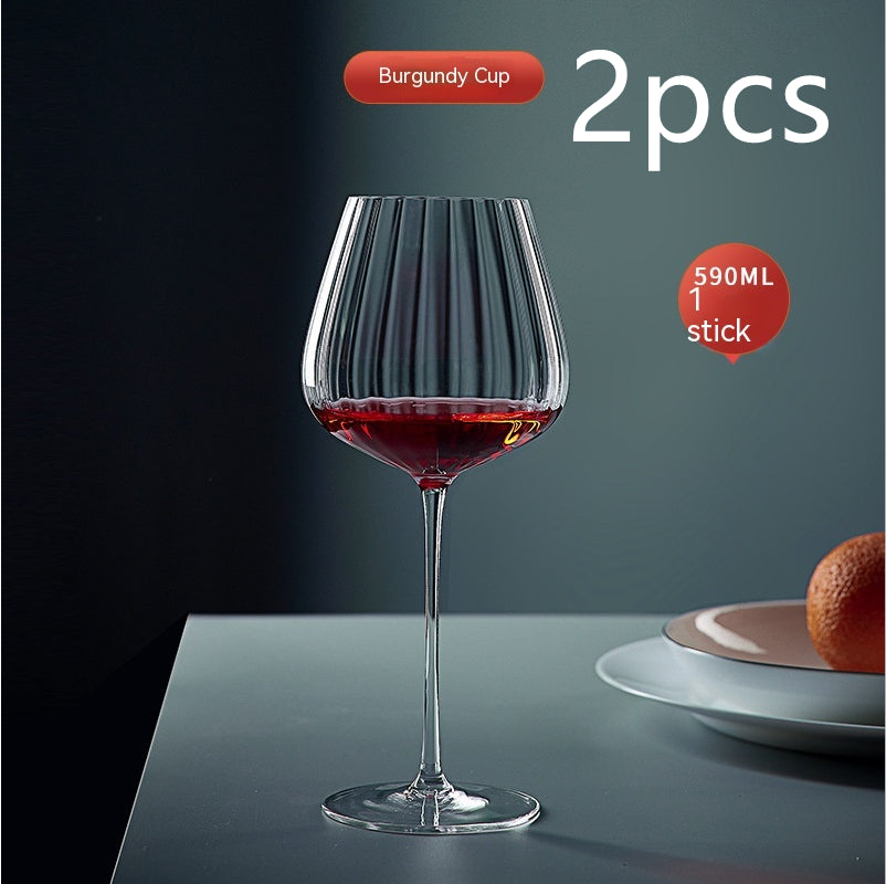 Rainbow Crystal Burgundy Stemmed Glass Goblet