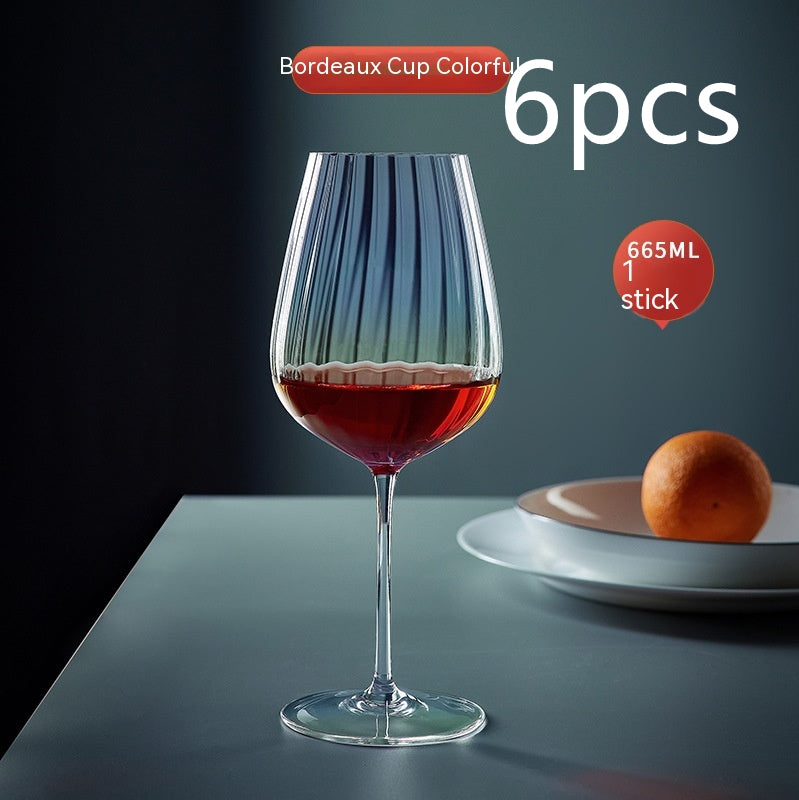 Rainbow Crystal Burgundy Stemmed Glass Goblet