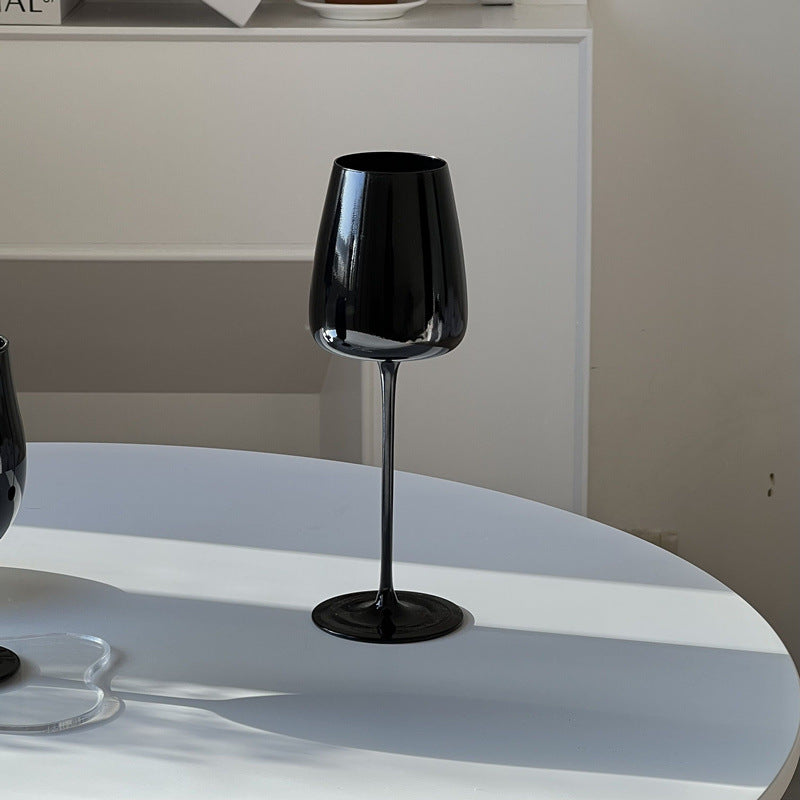 Black Porcelain Crystal Stemmed Glass Goblet