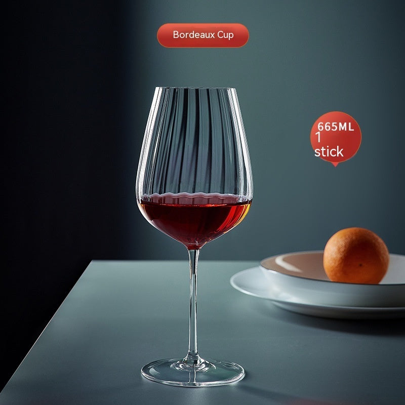 Rainbow Crystal Burgundy Stemmed Glass Goblet