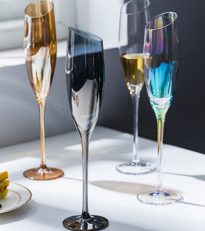 Crystal Oblique Mouth High End Stemmed Glass Goblet