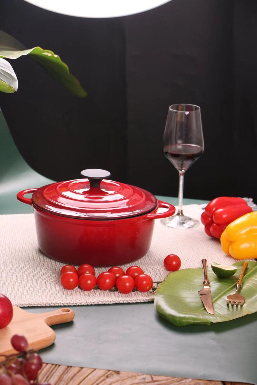 Enamel Cast Iron Hat Shaped Stock Pot Universal Stew Pot