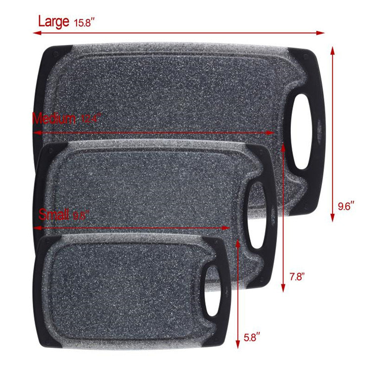 3 Piece Hanging Plastic Cutting Board Set Marble Style