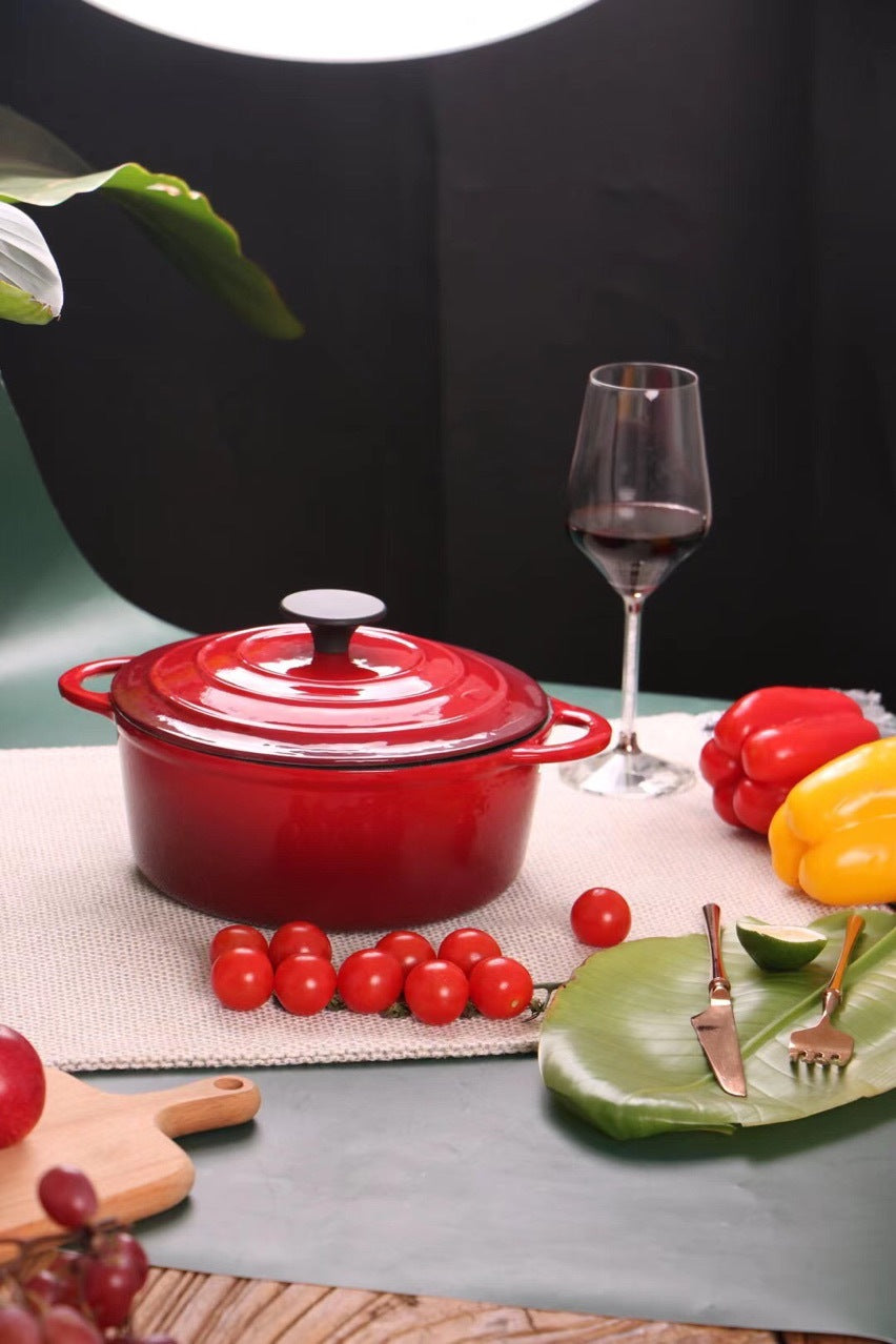 Enamel Cast Iron Hat Shaped Stock Pot Universal Stew Pot