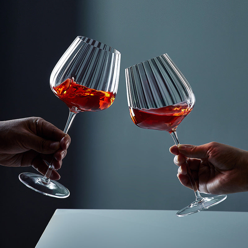 Rainbow Crystal Burgundy Stemmed Glass Goblet
