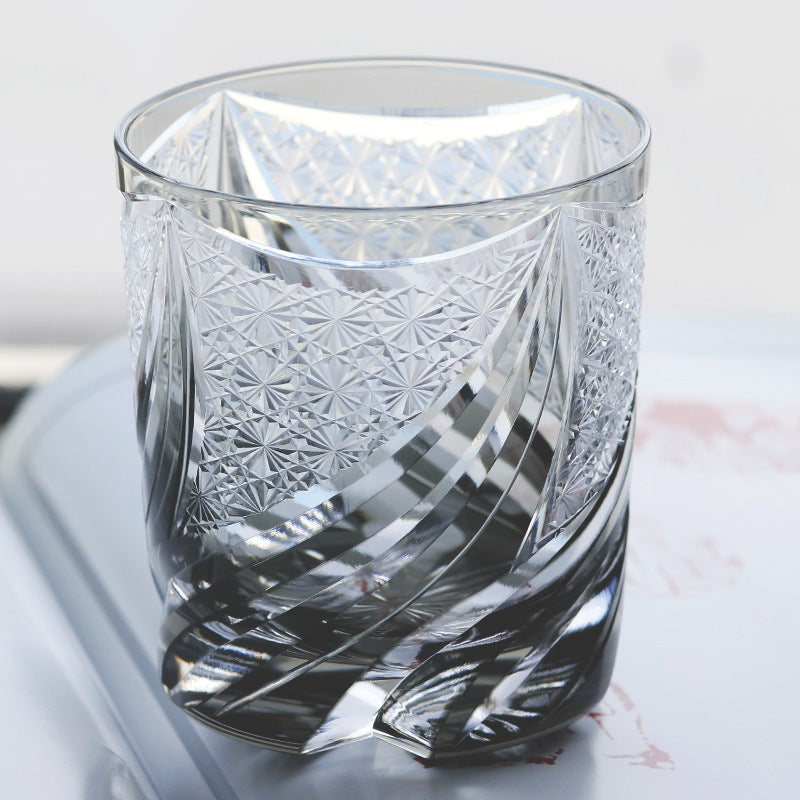 Hand Carved Crystal Tumbler Glass Set