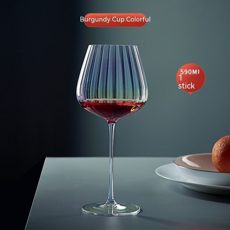 Rainbow Crystal Burgundy Stemmed Glass Goblet