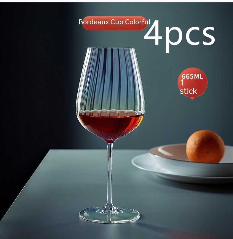 Rainbow Crystal Burgundy Stemmed Glass Goblet