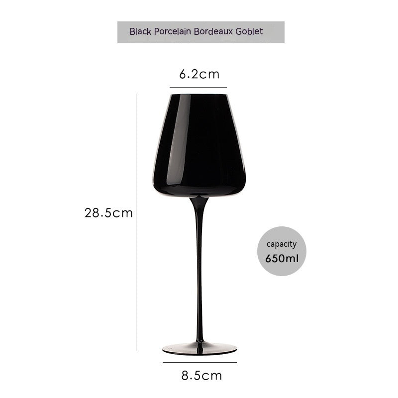 Black Porcelain Crystal Stemmed Glass Goblet