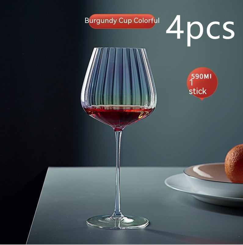 Rainbow Crystal Burgundy Stemmed Glass Goblet