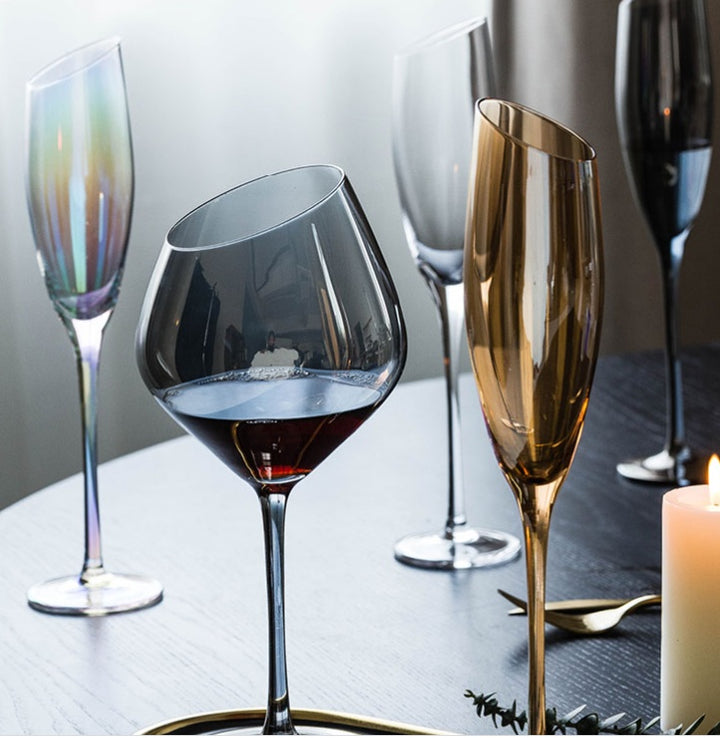 Crystal Oblique Mouth High End Stemmed Glass Goblet
