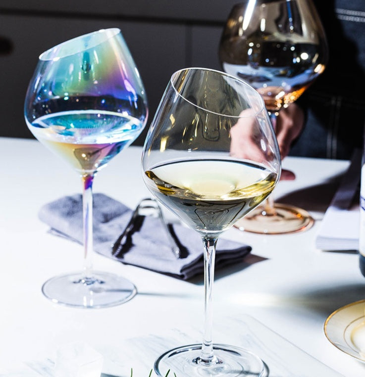 Crystal Oblique Mouth High End Stemmed Glass Goblet