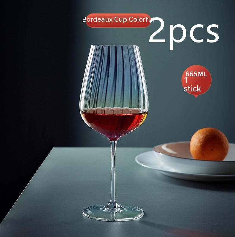 Rainbow Crystal Burgundy Stemmed Glass Goblet