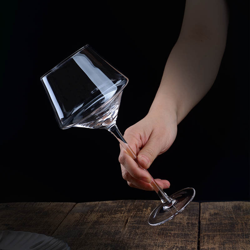 Crystal Glass Golden Trim Burgundy Goblet